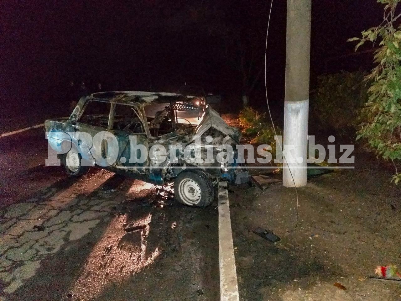 В Бердянском районе водитель заживо сгорел в автомобиле