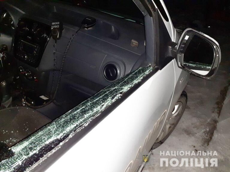 В Запорожье дебошир разбил окно полицейского автомобиля