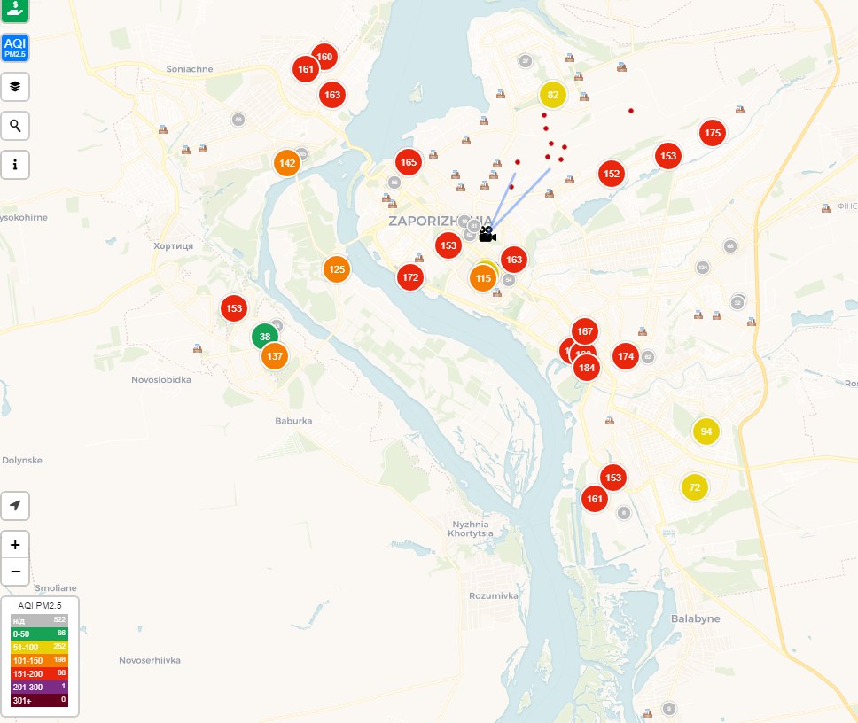 В Запорожье повышенный уровень загрязнения воздуха: карта