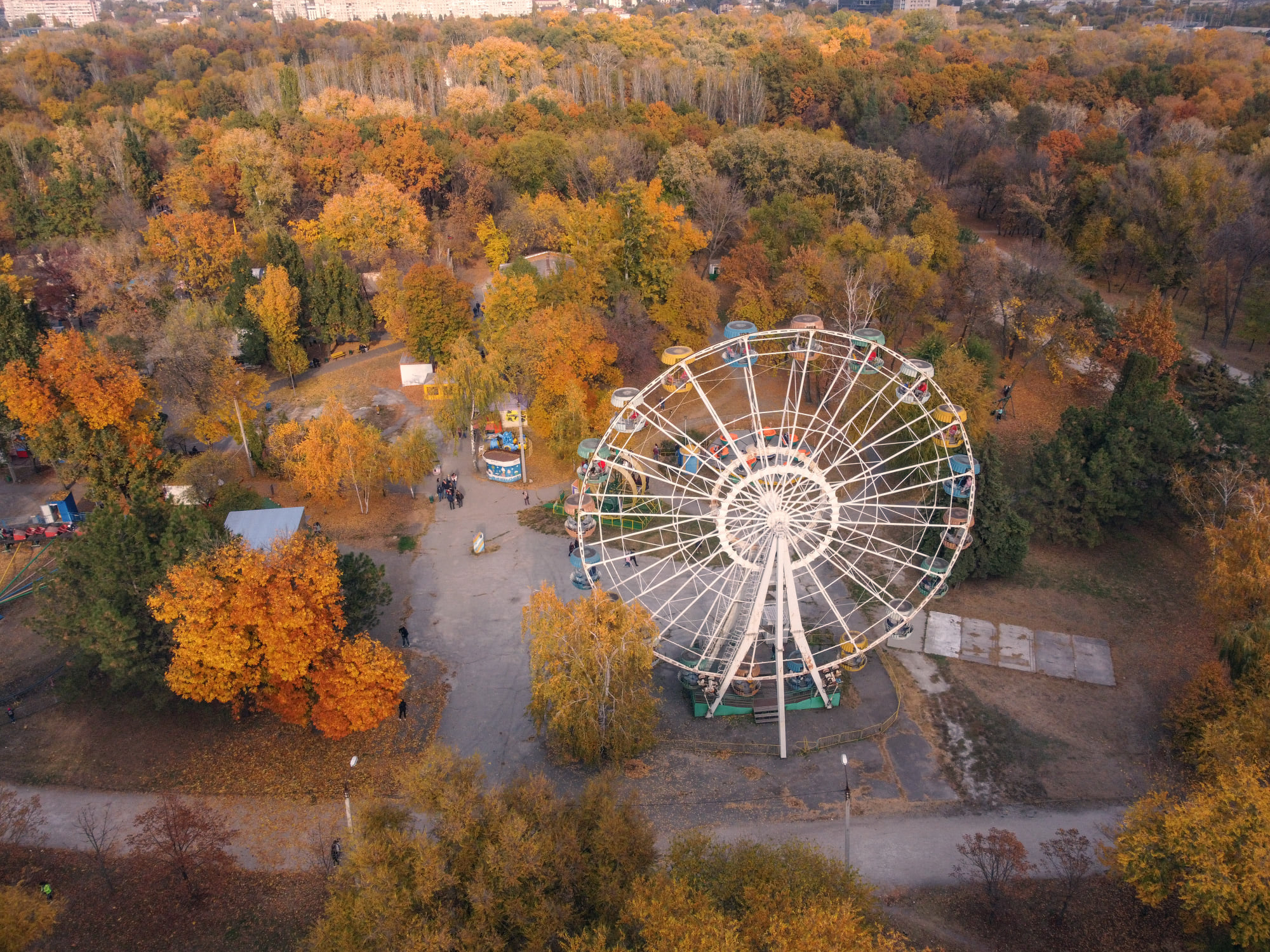 С высоты птичьего полета показали осенний парк “Дубовая роща” в Запорожье (ФОТО)