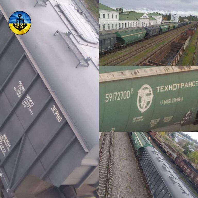 Оккупанты вывозят украденное зерно из Бердянска железнодорожными путями
