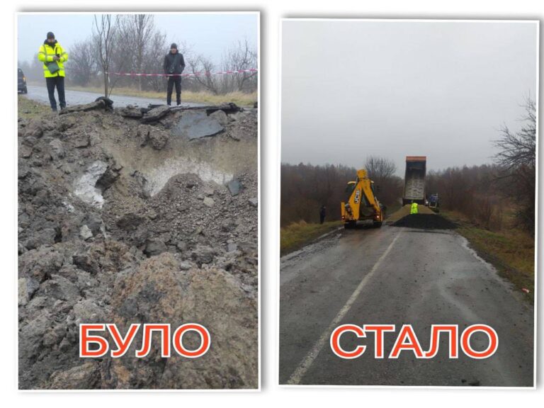 В Запорожском районе отремонтировали дорогу, разрушенную ракетными обстрелами