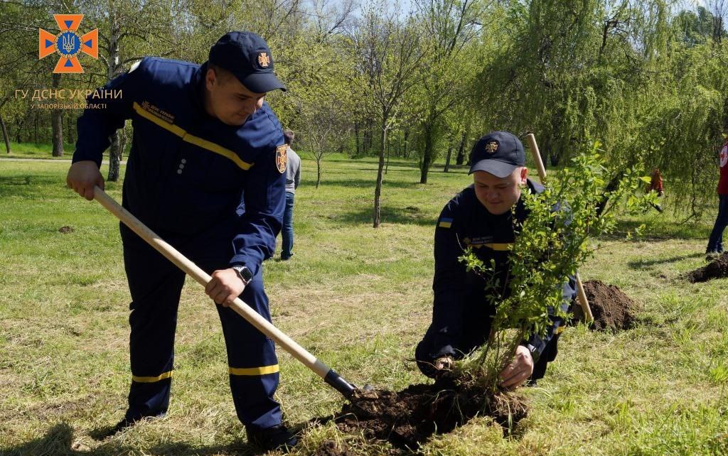 Рятувальники у Запоріжжі приєдналися до програми озеленення України. ФОТО