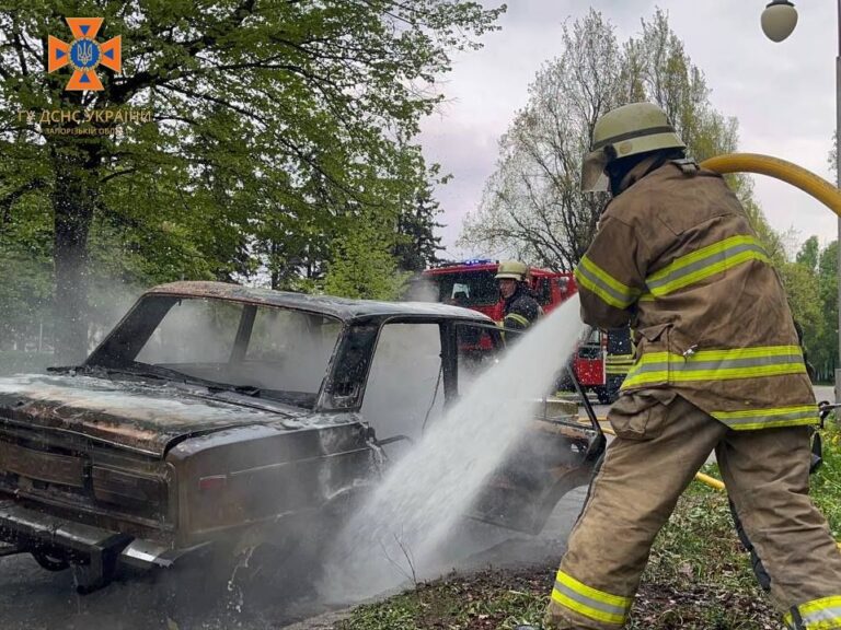 Рятувальники загасили “Жигулі”, що горять, поряд із Запорізькою ОВА. ФОТО