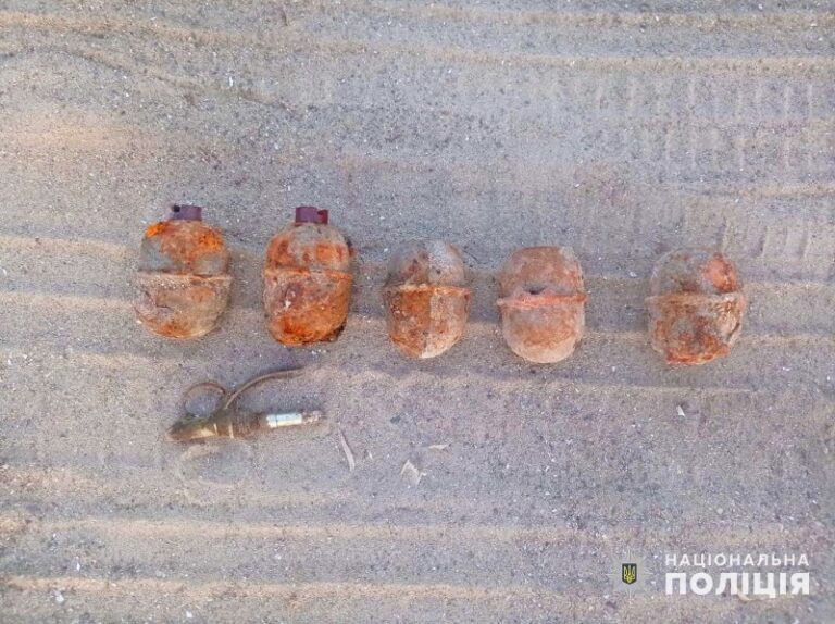 В пгт Кушугум на обмелевшей части Днепра полицейские нашли боеприпасы. ФОТО