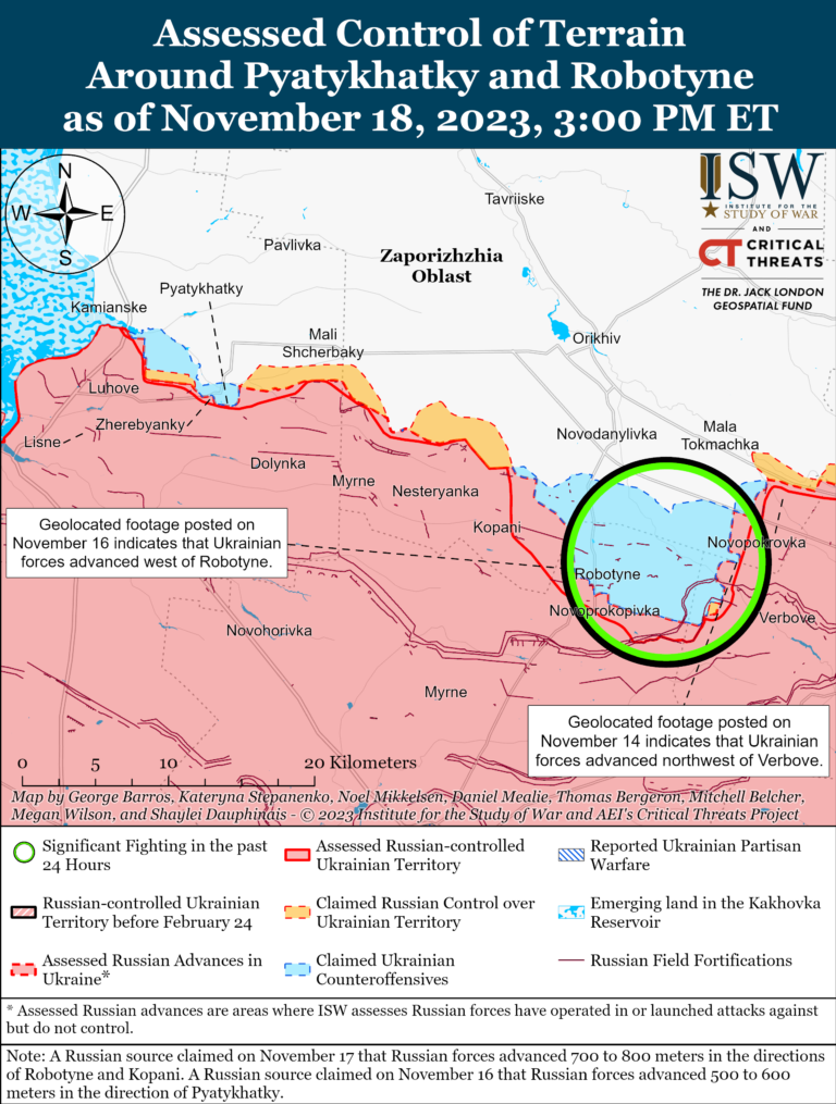 Наземных атак в Запорожской области стало меньше из-за погодных условий: карта боев от ISW