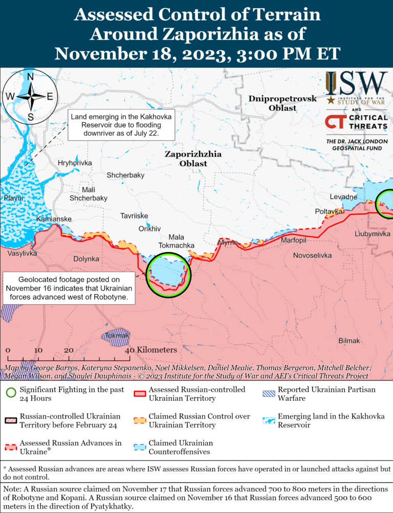 Наземних атак в Запорізькій області поменшало через погодні умови: карта боїв від ISW